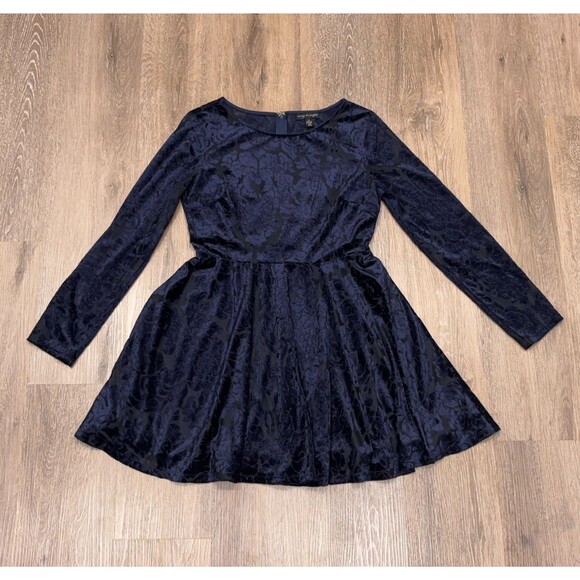 City Triangles Dress Large Blue Velvet Burnout Y2K - Picture 1 of 9